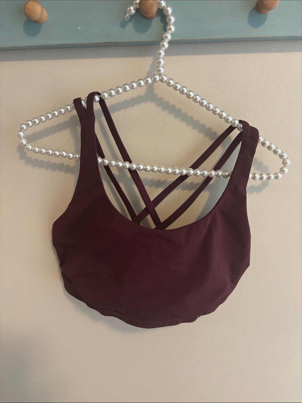 Lululemon Free To Be Wild Sports Bra Size 10 Burgundy Merlot Strappy Back Yoga